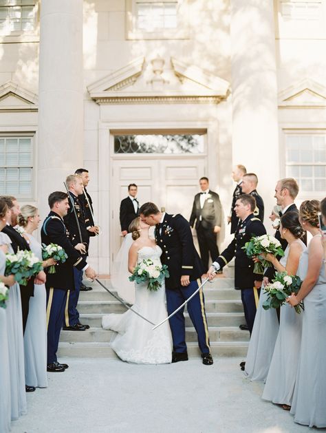 Classic military wedding | Photography: Stephanie Brazzle Marine Corps Wedding Bridesmaids, Army Wedding Colors, Marine Wedding Colors, Military Courthouse Wedding, Navy Military Weddings, Military Wedding Navy, Military Wedding Ideas, Military Wedding Colors, Military Wedding Army