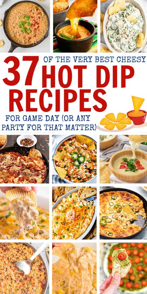 Superbowl Party Dips Superbowl Party Dips, Easy Super Bowl Party Food, Best Superbowl Snacks, Snacks For Game Day, Hot Dip Recipes, Party Food Ideas Easy, Superbowl Party Food Easy, Super Bowl Party Food Ideas, Warm Dip Recipes