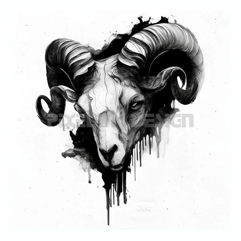 Year Of The Goat Tattoo 2003, Goat Knee Tattoo, Billy Goat Tattoo, Boar Tattoo Design, Ram Skull Tattoo Design, Goat Art Illustration, Goat Tattoo Design, Goat Logo Design, Tattoo Goat