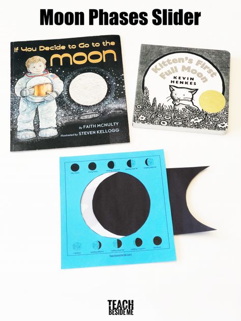 Looking for a fun moon phases activity for teaching kids? Check out this moon phase slider and some favorite books about the moon! Magnet Stem, Fraction Flowers, Marshmallow Toothpick, Moon Phases Activity, Oreo Moon Phases, Moon Phases Activities, Gratitude Game, Ancient Science, Water Clock