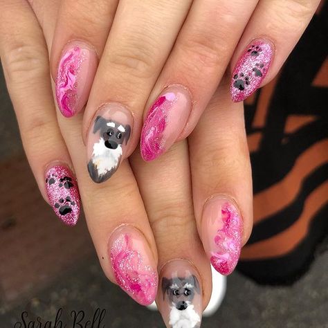 Schnauzer Nail Art, Nail Designs Dog, Dog Nail Designs, Dog Nails Design, Dog Nail Art, Animal Nail Designs, Nail Board, January Nails, Animal Nails