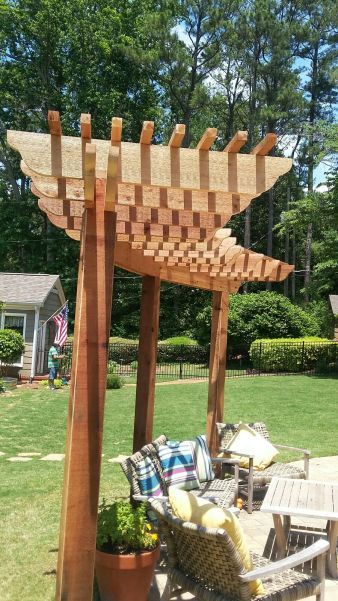 Swing Pergola Ideas, Arid Garden, Marietta Square, Pool Pergola, Curved Pergola, Square Pool, Landscape Stairs, Yard Landscape, Deck Designs