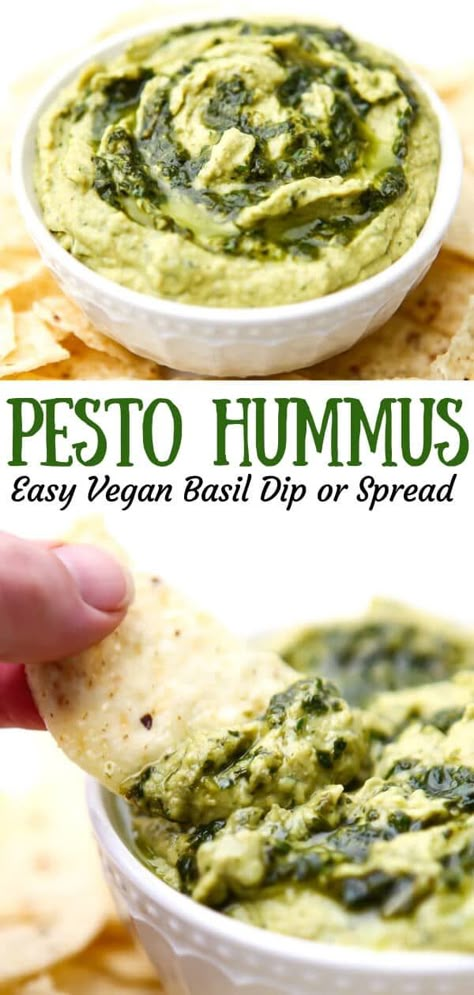 Easy Vegan Pesto, Vegan Dip Recipes, Pesto Hummus, Gluten Free Pesto, Hummus Recipe Homemade, Vegan Spread, Vegan Party Food, Vegan Dip, Vegan Pesto