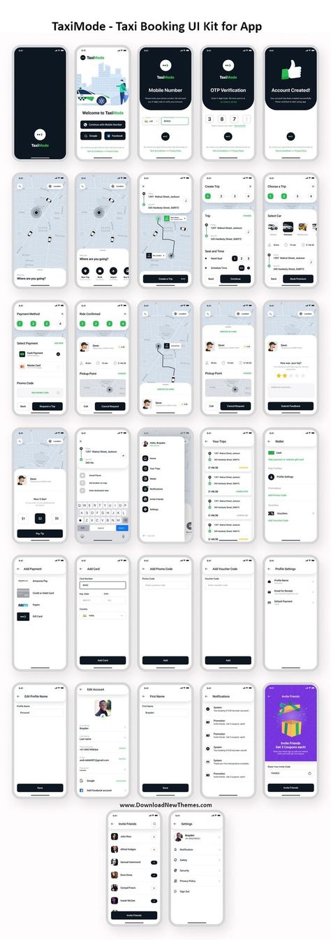 Taxi Booking UI Kit for App Mobile App Design Templates, Design Taxi, App Design Trends, Taxi Booking App, Social App Design, App Ideas, Taxi App, Mobile App Design Inspiration, Application Iphone