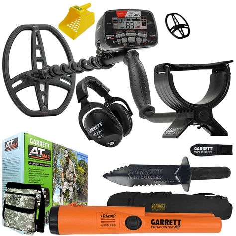 PRICES MAY VARY. This Bundle Includes: Garrett AT Max Metal Detector, Pro-Pointer AT Z-Lynk, Plastic Sand Scoop, Carry Bag, Garrett Edge Digger with Durable Double Sided Serrated Blade & Sheath, Garrett Camo Canvas Metal Detecting Finds Recovery Bag/Pouch with Belt Built-in Z-Lynk Wireless Technology: Cut the cord! Integrated circuitry transmits audio to your wireless headphones. Six times faster than Bluetooth speed! Auto pairing. No cables, and no interference from other wireless devices. New Garrett Metal Detectors, Metal Detecting Finds, Waterproof Headphones, Metal Detecting, Metal Detector, Wireless Technology, Carry Bag, Wireless Headphones, Carry On Bag