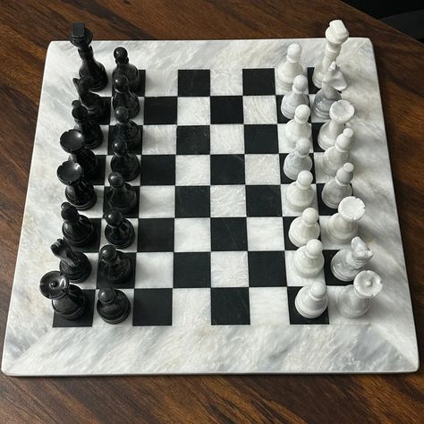 Marble Chess Board Handmade is the perfect indoor game for adults who love chess and appreciate craftsmanship. It comes in a secure and elegant packaging that makes it easy to store and transport. Order yours today and enjoy the classic game of chess with style and grace. You can also display it as a centerpiece on your coffee table or shelf, and enjoy its artistic value. this chess set will suit any occasion and decor. The Marble Chess Board Set Handmade is not only a stunning chess set, Unique Chess Sets, Chess Board Set, Etsy Artwork, Chess Strategies, Chess Boards, Chess Set Unique, Marble Chess Set, Black White Vintage, Family Look