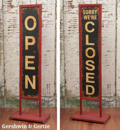 Open Signs Ideas Business Diy, Beautiful Boutiques, Craft Shack, Garage Sale Signs, Open & Closed Signs, Rustic Outdoor Decor, Closed Sign, Suburban Home, Farm Business