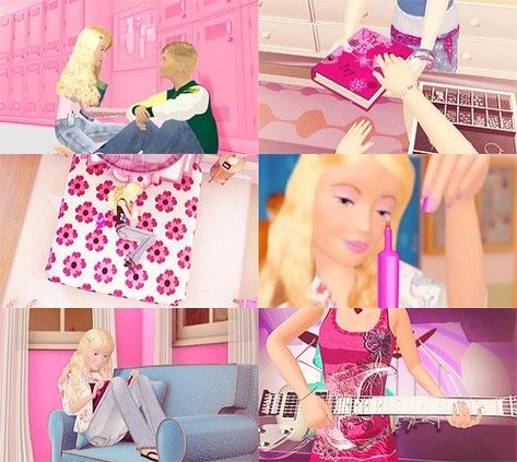 The Barbie Diaries, Barbie Diaries, Pink Friends, Old Barbie, Arte Glitter, Diary Movie, Pink Guitar, Barbie Car, Ballet Technique