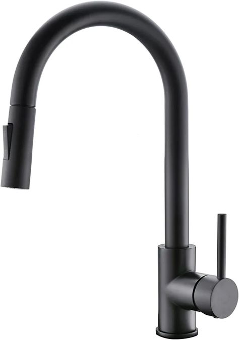 Havin Black Sink Faucet with Pull Down Sprayer,High Arc Stainless Steel Material, Fit for Utility Sinks or Kitchen Sink or Laundry Sink,Matte Black Color HV501B - - Amazon.com Black Sink Faucet, Black Kitchen Faucet, Utility Sinks, Gold Faucet, Black Sink, Black Kitchen Faucets, Pot Filler Faucet, Laundry Sink, Utility Sink