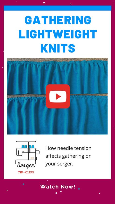 Gathering Lightweight Knits on your Serger Video Serger Tension Cheat Sheet, Serger Tension, Serger Projects, Serger Tips, Knit Fabrics, Secret Ingredient, Cheat Sheet, Lightweight Knit, Knit Fabric