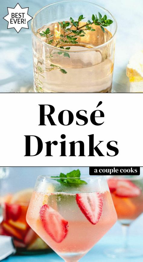 Rose Wine Recipes, Rose Drinks, Rose Wine Sangria, Wine Punch Recipes, Rose Punch, Rose Cocktail Recipes, Fruity Summer Drinks, Wine Mixed Drinks, Best Rose Wine