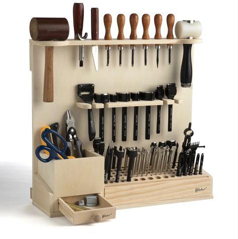 Diy Drawer Organizer, Craft Storage Cabinets, Electronic Workbench, Leather Working Tools, Woodworking Shop Layout, Leather Tooling Patterns, Tools Storage, Leather Tools, Tool Rack