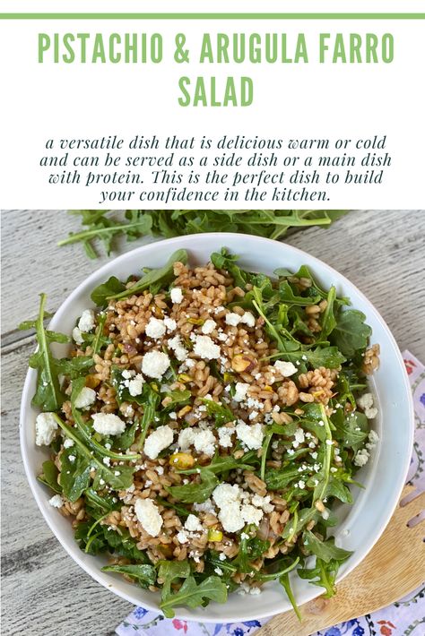 Farrow Salad, Farro Salad Recipes, Farro Recipes, Arugula Recipes, Pistachio Salad, Protein Salad, Paleo Salads, Farro Salad, Healthy High Protein Meals