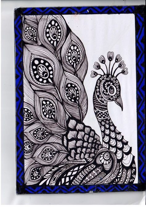 Doodle Art Peacock, Mandela Art Peacock, Doodle Art Birds, Mandala Art Of Peacock, Peacock Zentangle Art, Peacock Doodle Art, Doodle Peacock, Bird Doodle Art, Mandala Art Peacock