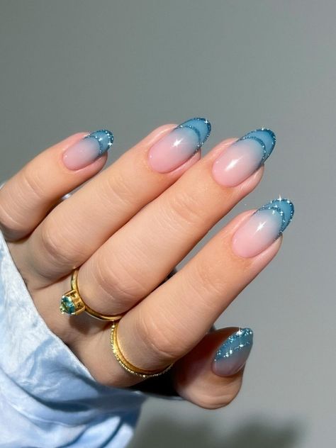 Cute Blue Nail Designs, Pastel Blue Nails, Blueberry Milk, Blue Ombre Nails, Milk Baby, Queen Nails, Baby Blue Nails, Fall Manicure, Nail Techniques