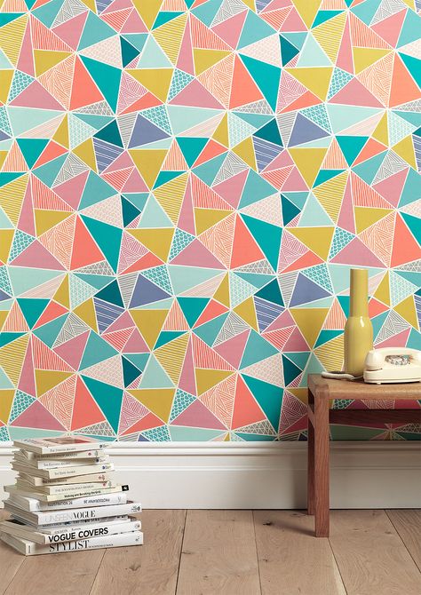 sian elin Multi Colour Wall, Girl Playroom, Complimentary Colours, Colour Wall, Geometric Wall Art, Modern Wallpaper, Geometric Wallpaper, Design Milk, Geometric Wall