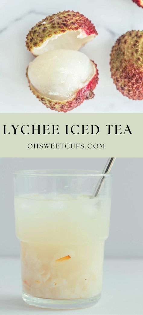 Lychee can be great with almost all types of tea. Black lychee tea and green lychee tea are two of my favorites. Lychee Recipes Savory, Passion Fruit Tea Recipe, Cooking With Tea, Mugicha Tea, Alcoholic Tea Drinks, Lychee Punch, Lychee Dessert, Lychee Smoothie, Lychee Mocktail