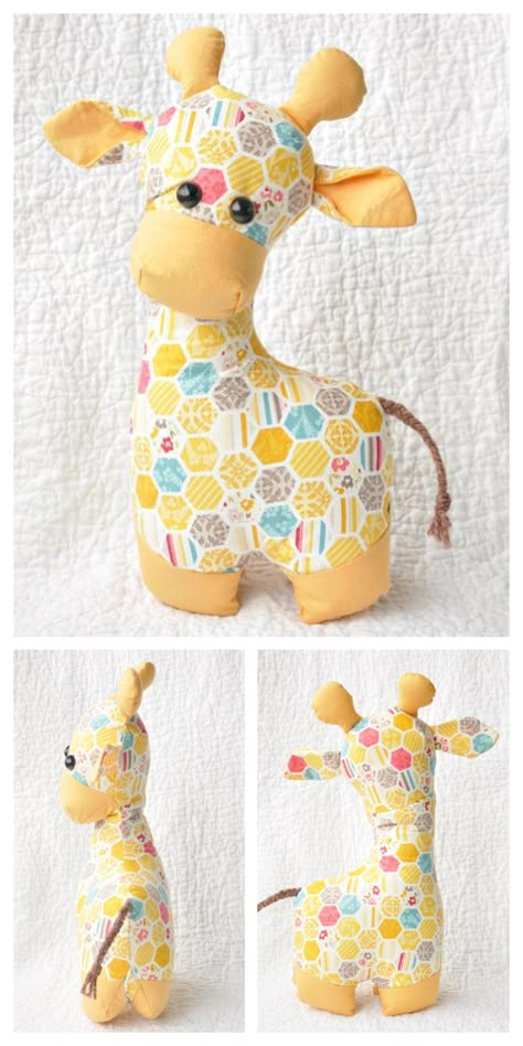 Stuffed Giraffe Pattern Free, Safari Stuffed Animals, Fabric Animals Patterns Free Sewing, Free Stuffed Animal Patterns, Giraffe Sewing Pattern, Toy Giraffe, Stuffed Giraffe, Fabric Art Diy, Crochet Giraffe Pattern