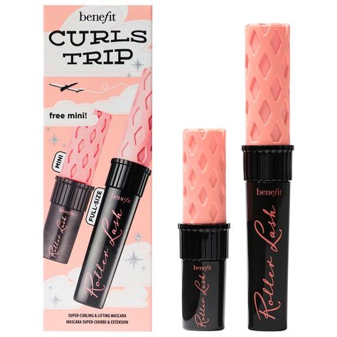 Curls Trip Curling Mascara Value Set - Benefit Cosmetics | Sephora Benefit Roller Lash, Roller Lash Mascara, Roller Lash, Mascara Set, Curling Mascara, Makeup Gift Sets, Lash Mascara, How To Apply Mascara, Makeup Gift