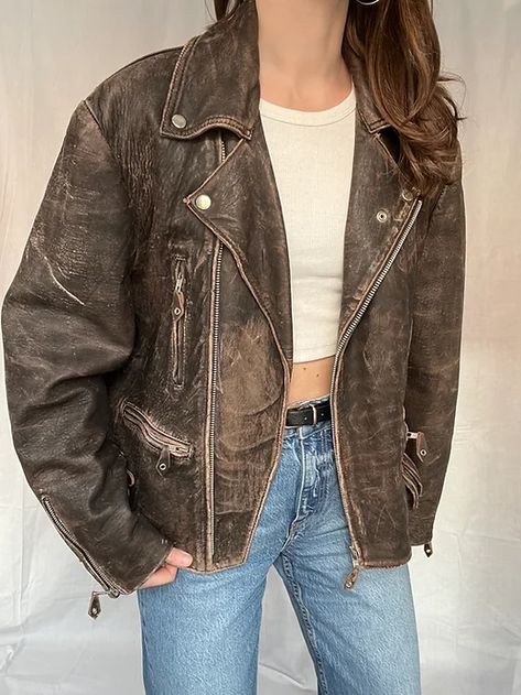 Brown leather jacket outfit