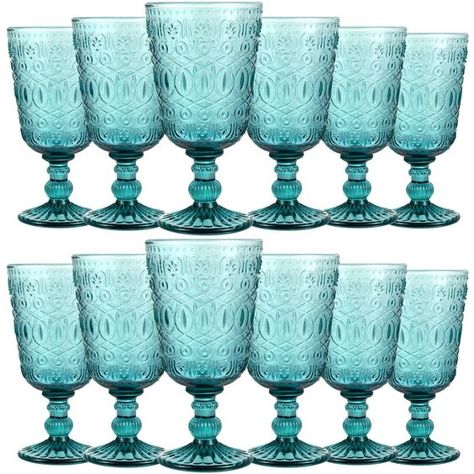 PRICES MAY VARY. What You Will Get: you will receive 12 pack glass wine goblets, each one is individually packaged; Vintage goblets are designed in classic blue color, sufficient quantity and beautiful colors are enough for your daily use and replacement Vintage Look: the vintage wine glasses drinking are designed with classic vintage colors, embossed patterns, adding elegance and vintage, romantic vibes to any special occasion; They will also be nice supplies for parties, weddings, anniversarie Goblet Wine Glasses, Vintage Goblets, Vintage Wine Glasses, Glasses Drinking, Retro Theme, Glass Cups, Water Goblets, Vintage Wine, Wine Goblets