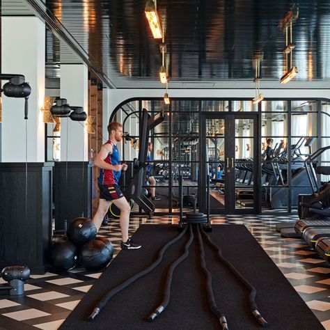 Gym & Fitness Studios | Soho House Amsterdam Parkour Gym, Fitness Center Design, House Gym, Lounge Club, Crossfit Gym, Gym Interior, Gym Classes, Outdoor Gym, Planet Fitness Workout