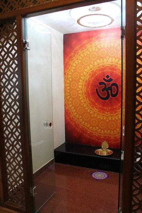 An Interior Designer Shares 10 Pooja Room Designs For Your Home - dress your home - best interior design blog, home decor blog featuring Indian interior designers and architects, Bangalore Temple Design For Home, Farmhouse Paint Colors, Pooja Room Door Design, Revere Pewter, Pooja Room Design, Room Door Design, Puja Room, Bathroom Paint Colors, Interior Painting