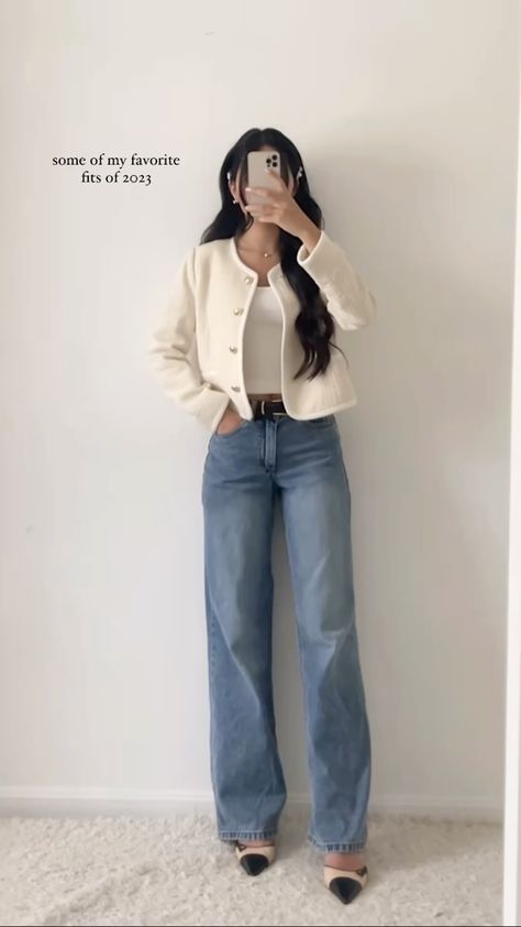 Korean Fancy Outfits, Glowup Outfits, Korean Classy Outfits, Elegant Daily Outfit, Jeans Outfit Korean, Festival Outfits Ideas, Trendy Festival Outfits, Girl Boss Outfit, Outfits Con Jeans