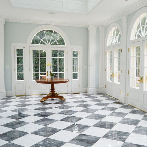 Love our black and white checkered Statuarietto Marble Floors! #Countryfloors. #blackandwhite #marble #floors #flooring #marblefloors #ihavethisthingwithfloors #floorlove Statuarietto Marble, Entry Flooring, Checkered Floor Kitchen, Checkered Floor, Entryway Tile, Foyer Flooring, Checkerboard Floor, White Marble Floor, Inspirational Decor