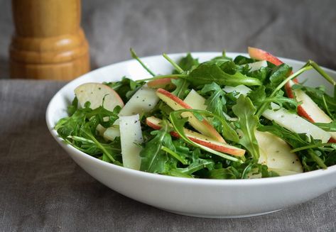 Arugula Salad with Apples & Manchego in Cider Vinaigrette Cider Vinaigrette, Once Upon A Chef, French Lentils, Queso Manchego, Sweet Potato And Apple, Pear Salad, Apples And Cheese, Apple Salad, Savory Soups