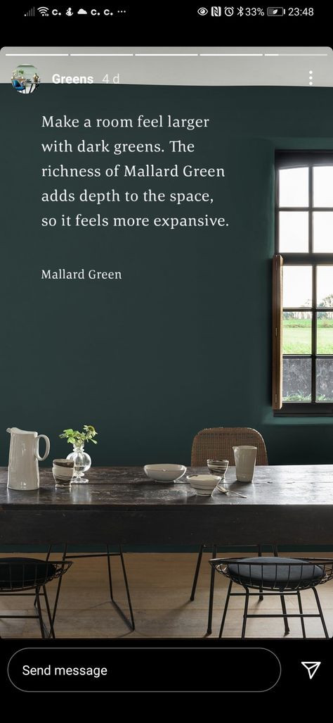 Dulux Heritage Mallard Green, Mallard Green Dulux Heritage, Mallard Green, Dulux Heritage, Paint Colours, Small Office, Green Paint, Mallard, Tv Room