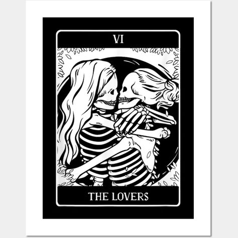 The Lovers Tarot Card Occult Goth Lesbian Skeleton Halloween - Theloverstarotcard - Posters and Art Prints | TeePublic Sapphic Lovers Tarot Card, Lesbian Tarot, Tarot Card Tattoos, Goth Lesbian, Card Tattoos, Supernatural Gifts, Lovers Tarot Card, They Were Roommates, Tarot Card Tattoo