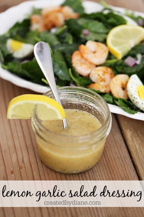 Lemon Garlic Salad Dressing Recipe, Lemon Garlic Salad Dressing, Lemon Garlic Dressing, Kale Salad Dressing, Garlic Salad, Garlic Salad Dressing, Lemon Salad Dressings, Parmesan Salad, Lemon Garlic Pasta