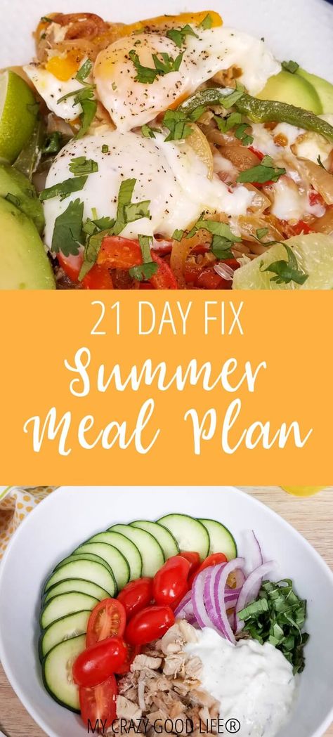 Summer is a great time to get started on a new and healthy lifestyle. There's plenty of sunshine and beautiful days to get out and exercise, and eating healthy will be easier than ever with this 21 Day Fix Summer Meal Plan. Meal Planning Healthy, Summer Meal Plan, My Crazy Good Life, 21 Day Fix Meal Plan, Cucumber Diet, Summer Diet, Ketogenic Meal Plan, Summer Meal Planning, 21 Day Fix Meals