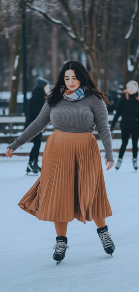 Skirt And Sweater Outfit Winter, Sweatshirt And Skirt Outfit, Skirt And Sweater Outfit, Sweater Outfit Winter, Curvy Winter Outfits, Skirt And Sweater, Cute Ankle Boots, Winter Sweater Outfits, Winter Plus Size