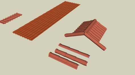 Stile simulated Spanish Tile - 3D Warehouse Sketchup Warehouse, Ridge Tiles, 3d Sketch, Sketchup Model, Spanish Tile, Roof Tiles, Maximalism, 3d Warehouse, Minecraft