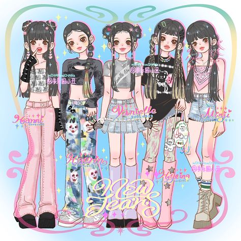 J Pop Idol, J Pop Outfits, New Jeans Anime Art, Kpop Drawings New Jeans, Newjeans Art Drawing, Newjeans Anime Fanart, Newjeans Fanart Kpop, Pop Moodboard, Newjeans Art