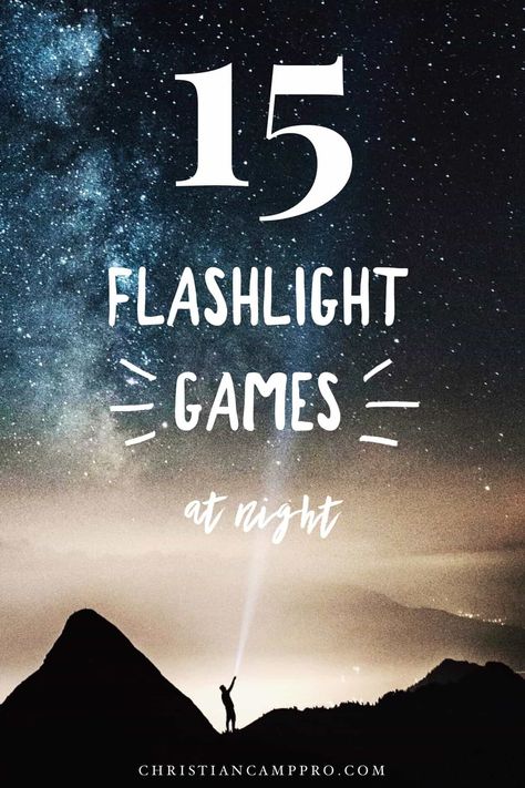 15 Flashlight Games at Night - Are you tired of the same old night time games? Then, get creative with by incorporating one of these fun flashlight games. Watching is as fun as playing! Campfire Games, Christian Camp, Outside Games, Night Hiking, Youth Activities, Time Games, Kids Night, Games For Teens, Camping Games