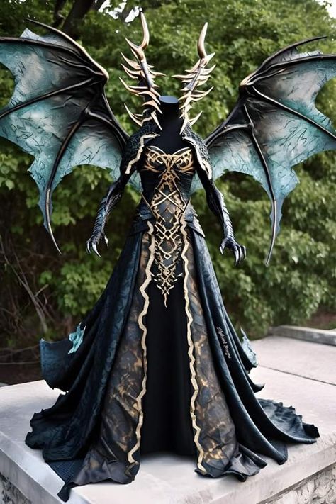 Fairy King Costume, Dragon Queen Outfit, Dragon Dress Fantasy Gowns, Dragon Friend, Dragon People, Dragon Dress, Fairy Wings Costume, Drag Queen Costumes, Matric Dance Dresses