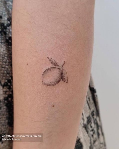 Lemon Tattoo Realistic, Two Lemons Tattoo, Black And White Lemon Tattoo, Fine Line Food Tattoo, Italian Lemon Tattoo, Lemon Tattoo Design, Tiny Lemon Tattoo, Fine Line Lemon Tattoo, Lemon Tattoo Minimalist