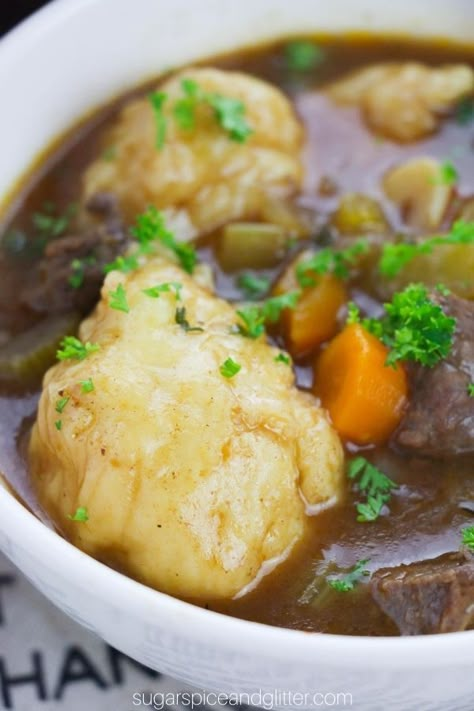 Creamy Beef Stew, Beef Stew And Dumplings, Best Ever Beef Stew, Campfire Popcorn, Supper Idea, Easy Dumplings Recipe, Quick Supper, Oven Beef Stew, Beef Stew With Dumplings