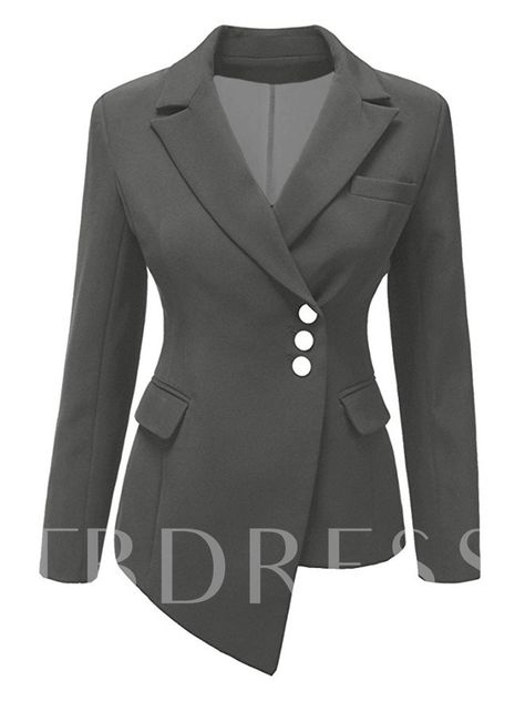 Asymmetric Single-Breasted Slim Fit Women's Blazer Plain Blazer, Business Jacket, Work Blazer, Ladies Blazer, Women Office, Long Sleeve Blazers, Blazer Fashion, Long Sleeves Jacket, Office Outfits