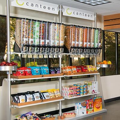 Break Room Coffee Station, Small Snack Shop Ideas, Corporate Snack Station, Corporate Office Snack Bar, Snack Display Ideas Office, Teen Snack Bar, Office Snack Station Ideas, Teachers Lounge Snack Bar, Am And Pm Bar