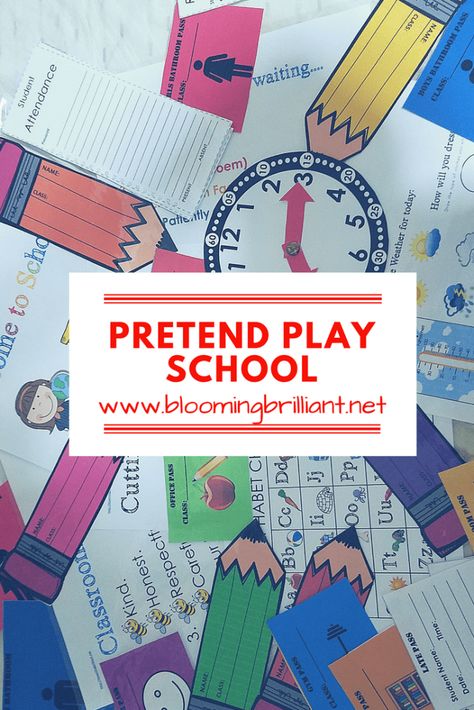 Pretend Play School, Role Play Areas Eyfs, Free School Printables, Pretend Play Printables, Play Printables, Dramatic Play Themes, Role Play Areas, Dramatic Play Preschool, School Kit