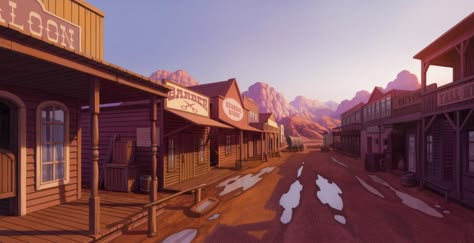 Western Landscape Art, Old Western Towns, Old West Town, Desert Places, Background Inspiration, Perspective Drawing Architecture, Weird West, West Town, Western Town