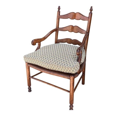 Minton Spidell French Country Ladder Back Arm Chair With Rush Seat. Antique Wooden Chairs, Ladder Back Chairs, Old Chairs, French Chairs, French Country House, American Country, Arm Chair, French Country, Country House