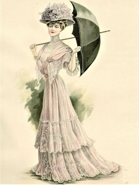 1907 Fashion, 20th Century Dress, Edwardian Fashion Plates, Edwardian Era Fashion, Edwardian Gowns, Vintage Prairie Dress, Edwardian Wedding, 1900s Fashion, Art Outfit