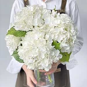 YalzoneMet 3PCS White Hydrangea Artificial Flowers 21inchs Real Touch Faux Hydrangea Flowers for Wedding Tables Centerpieces Fake Flowers for Party Home Kitchen Decor Flowers For Wedding Tables, Flowers For Party, Tables Centerpieces, Fake Hydrangeas, Floral Comforter Sets, Flowers For Wedding, Hydrangea Colors, Home Kitchen Decor, Faux Hydrangea