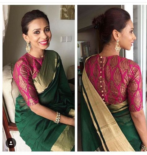 Basic Saree Blouse Design Blouse Stitching Service - Etsy Kenya Brocade Suits Indian, Brocade Suits, Brocade Blouse Designs, Suits Indian, Blouse Designs High Neck, Sari Design, New Saree Blouse Designs, Blouse Design Images, Blouse Designs Indian