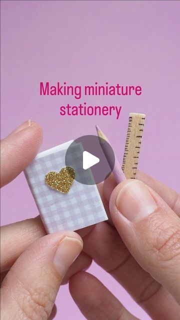 Kathryn Watson on Instagram: "Here's some tips for making your own mini stationery at home!   - Use wrapping paper stuck onto card for notebook covers, or even print your favourite book cover from the internet - Cut a coffee stirrer for a tiny ruler, and tooth picks or the ends of skewers can be made into pencils - Tweezers are a must for holding tiny things for painting!   Feel free to ask any questions below and I'll try answer them!" Cute Mini Notebook, Girly Crafts For Kids, How To Make A Mini Book, Mini Notebooks Diy, Diary Journal Ideas, Diy Girly Crafts, Diy Mini Notebook, Mini Book Covers, Tiny Notebook